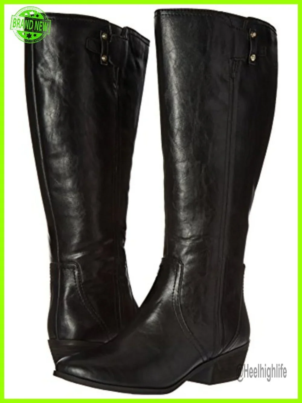 Women's Knee High Riding Boot with Wide Calf, Faux Leather, Zip Closure